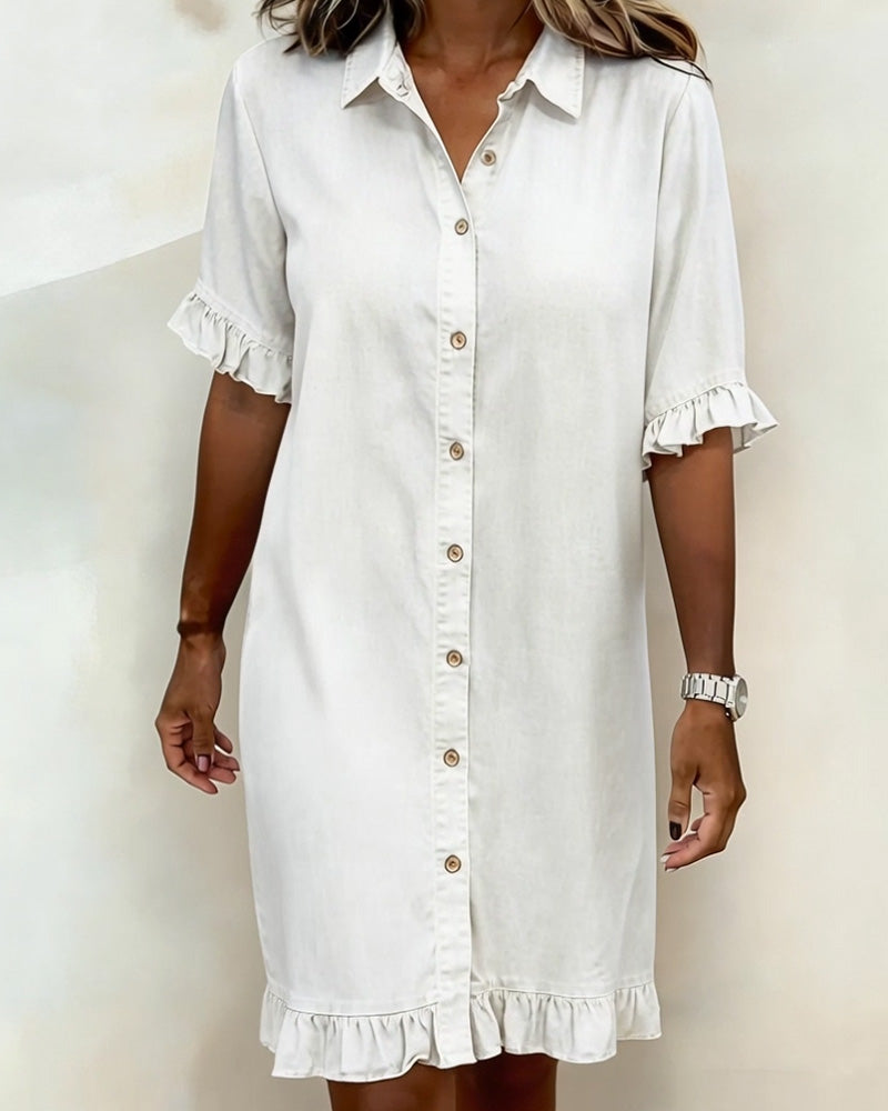 Georgie - Flattering Ruched Denim Dress