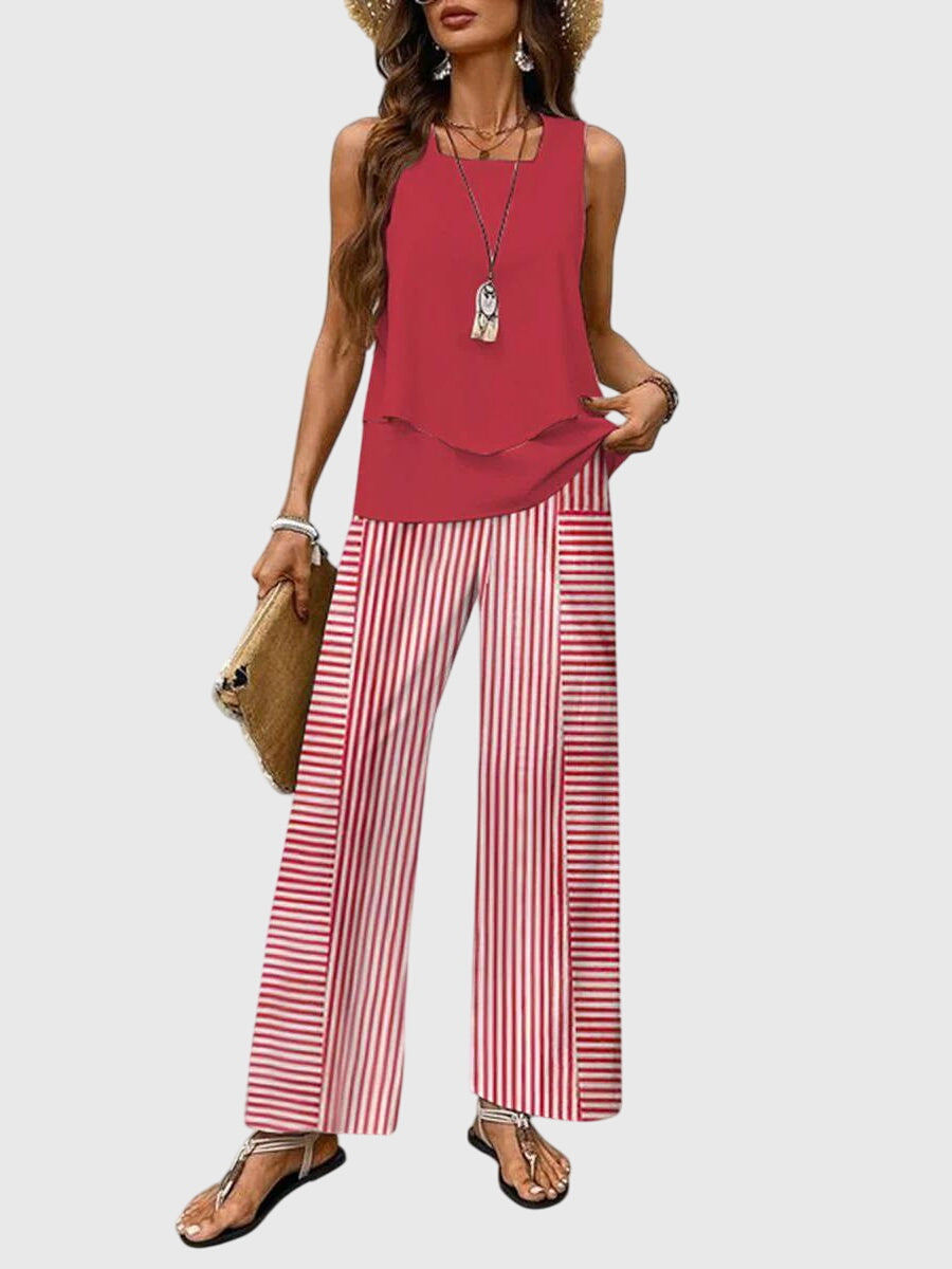 Brenda | Elegant 2-Piece Summer Set Red