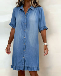 Georgie - Flattering Ruched Denim Dress