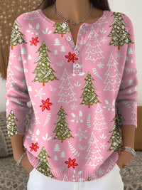 Alexandra - Festive Christmas Sweater With Buttons