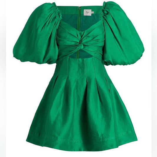 Aje Dress Aje Green Puff Sleeve Mini Dress Color: Green Size: 2