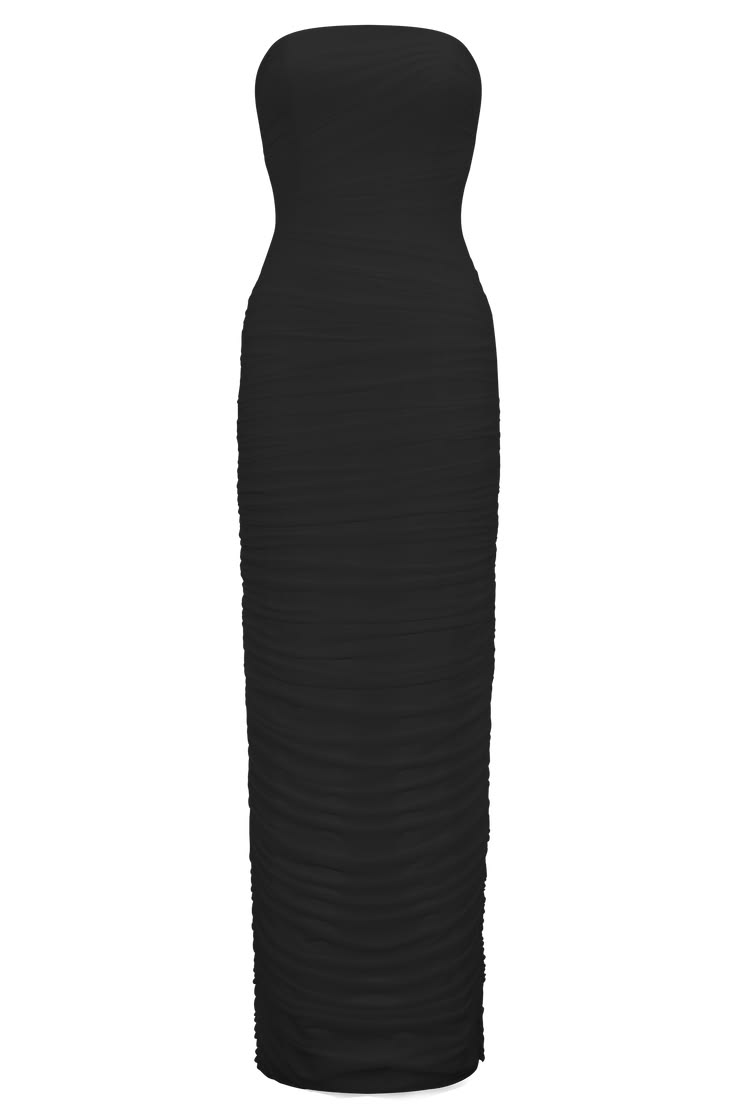 Jianna Strapless Mesh Maxi Dress Black