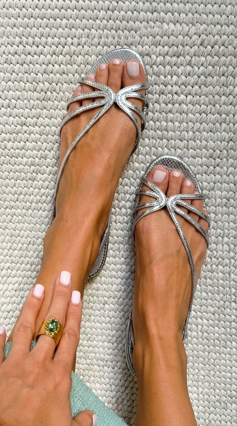 Mathilde – Metallic Snake-Effect Strappy Sandals