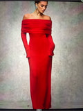 Dress Red Off Shoulder Maxi Dress Color: Red Size: Xs