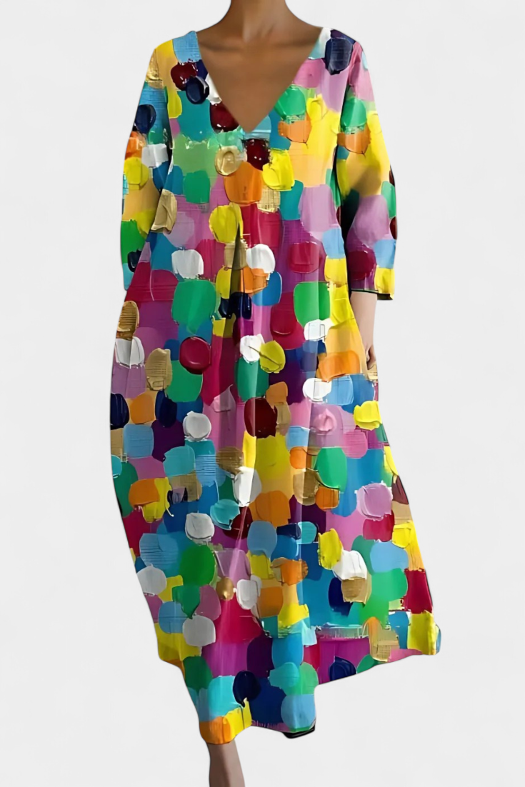 Isalinde | Comfortable V-Neck Dress Multicolor2
