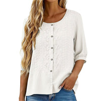 Sarah - Embroidered Cotton and Linen Blouse