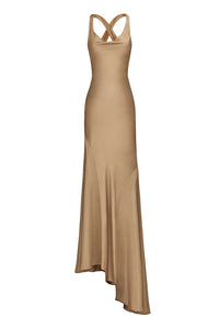 Cross Back Gown IN Tan Brown Tan Brown