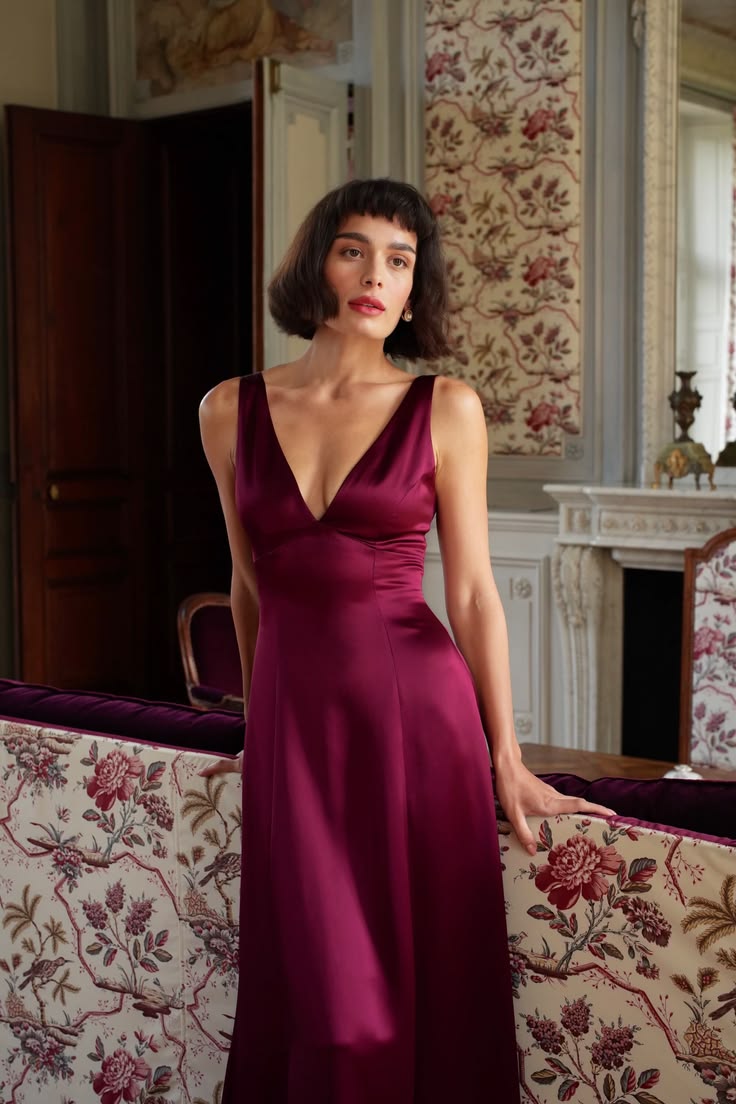 Calista Maxi Dress Bordeaux XS Made To Order