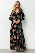 Elina Maxi Dress Jade Multi Floral Velvet