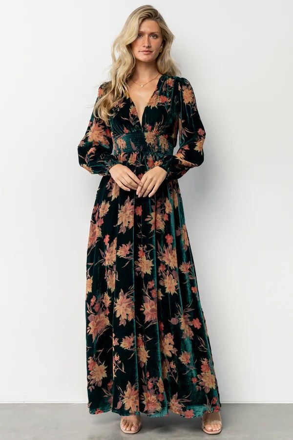 Elina Maxi Dress Jade Multi Floral Velvet