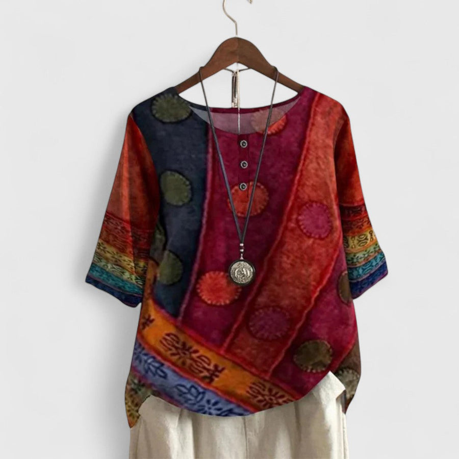 Auralie | Elegant Boho Top Red