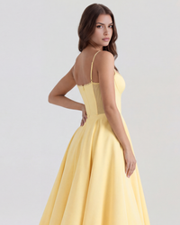 Antonia – Satin Midi Dress with Tulle Skirt