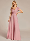 Dusty Rose V Neck A Line Ruched Wholesale Bridesmaid Dress