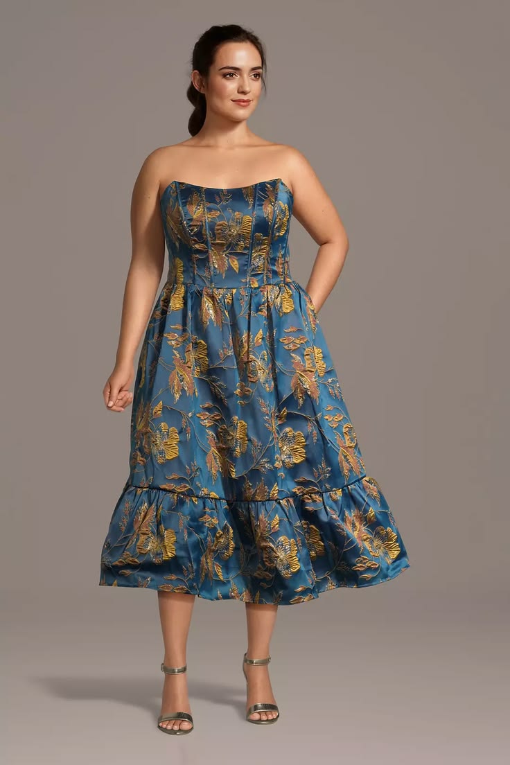 Sculpted Jacquard Corset Bodice A Line Dress