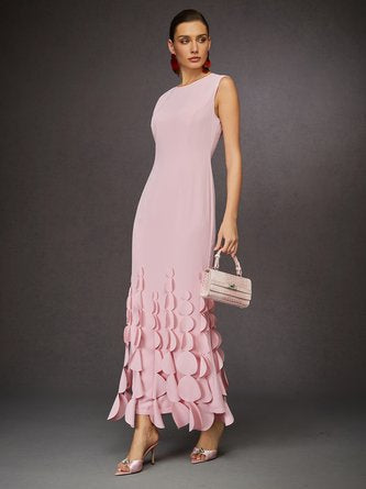 Elegant Sleeveless Petal Hem Mermaid Maxi Dress