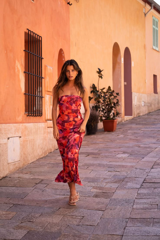 Golden Hour Raspberry Ruffle Mini Dress