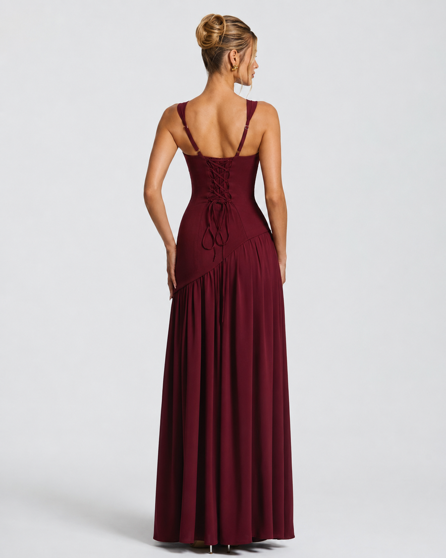 Kirsty – Corset Maxi Dress with Scarf