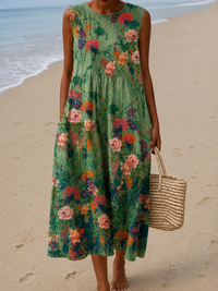 Esther - Sleeveless Printed Midi Casual Dress
