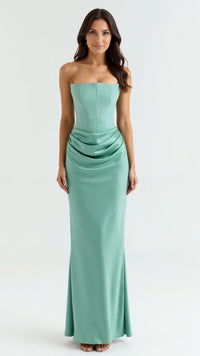 Bella | Womens Wedding Guest Column Maxi Dress Mint green
