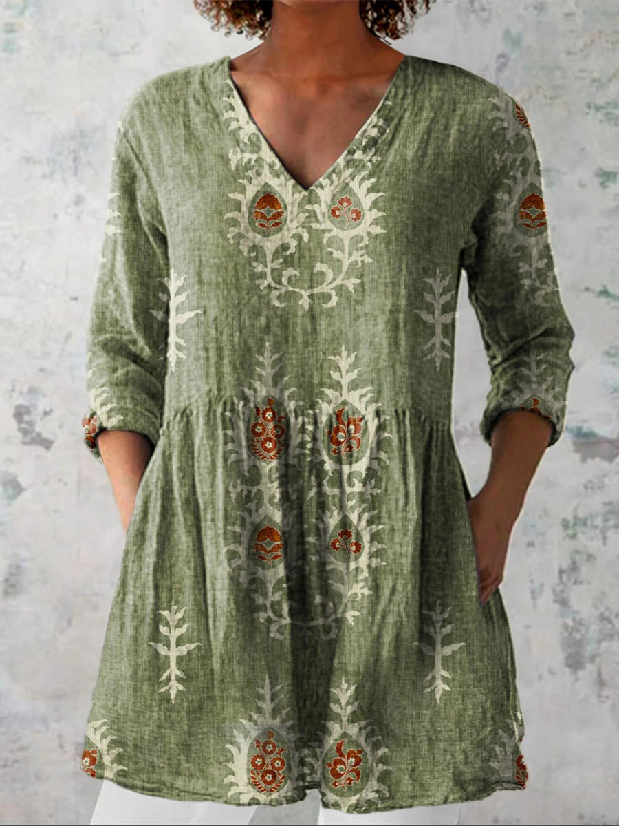 Maravelle - Long Blouse with V-Neck
