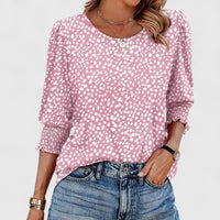 Solara | Elegant Smocked Top Pink Polka Dots