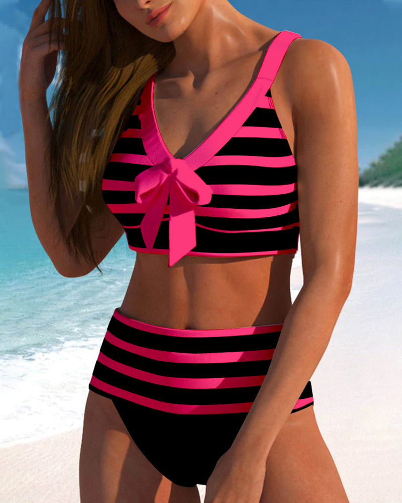 Rosamund - High-Waisted Striped Bikini