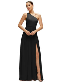 Chiffon One-Shoulder Maxi Dress with Circle Skirt