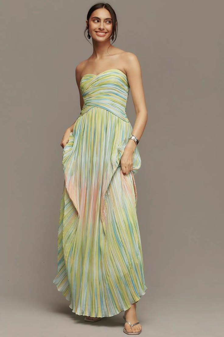 Strapless Maxi Dress - Multicolor