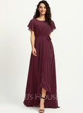 Alaida A Line Ruffle Chiffon Bridesmaid Dress JJ's House