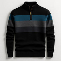 Douglas - Stripe Quarter-Zip Cotton Pullover