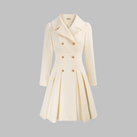 Dami - Classy Double Button Long Sleeve Coat White
