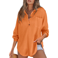Ava – Casual Lightweight Button V Neck Tunic Blouse