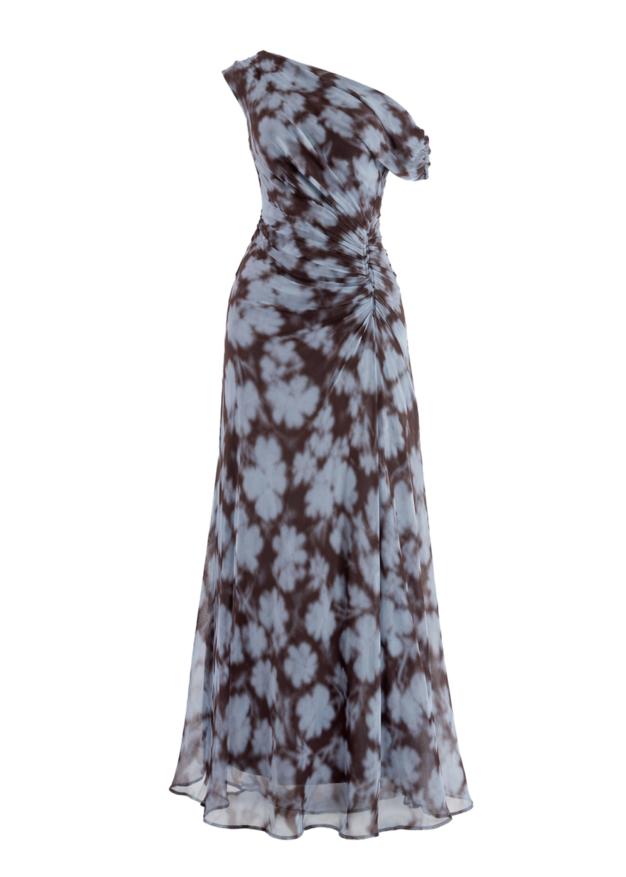 Flirtini One Shoulder Maxi Dress - Blue Leaf