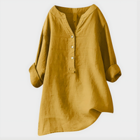 Verena - Elegant Cotton-Linen V-Neck Blouse