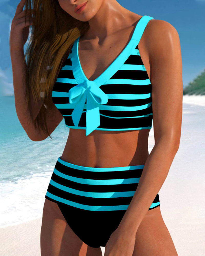 Rosamund - High-Waisted Striped Bikini