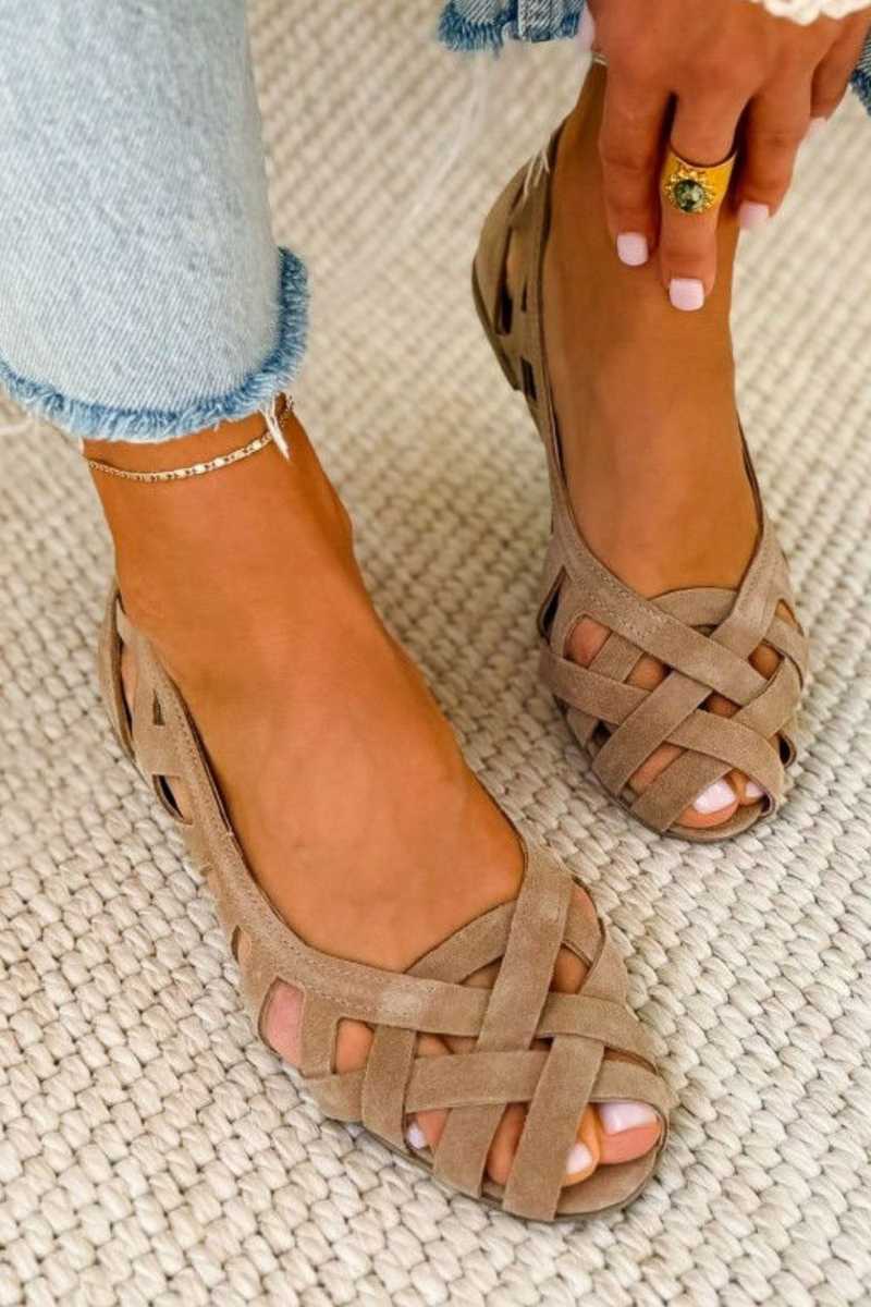 Renata – Woven Open-Toe Cross-Strap Sandals