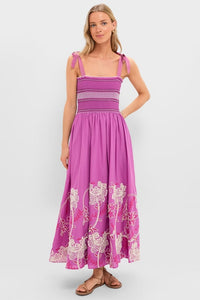 Hibiscus Embroidered Scarlett Sundress Pink