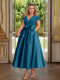 Cicinia Ink Blue Mother Of The Bride Dress Plus Size Long Satin A Line