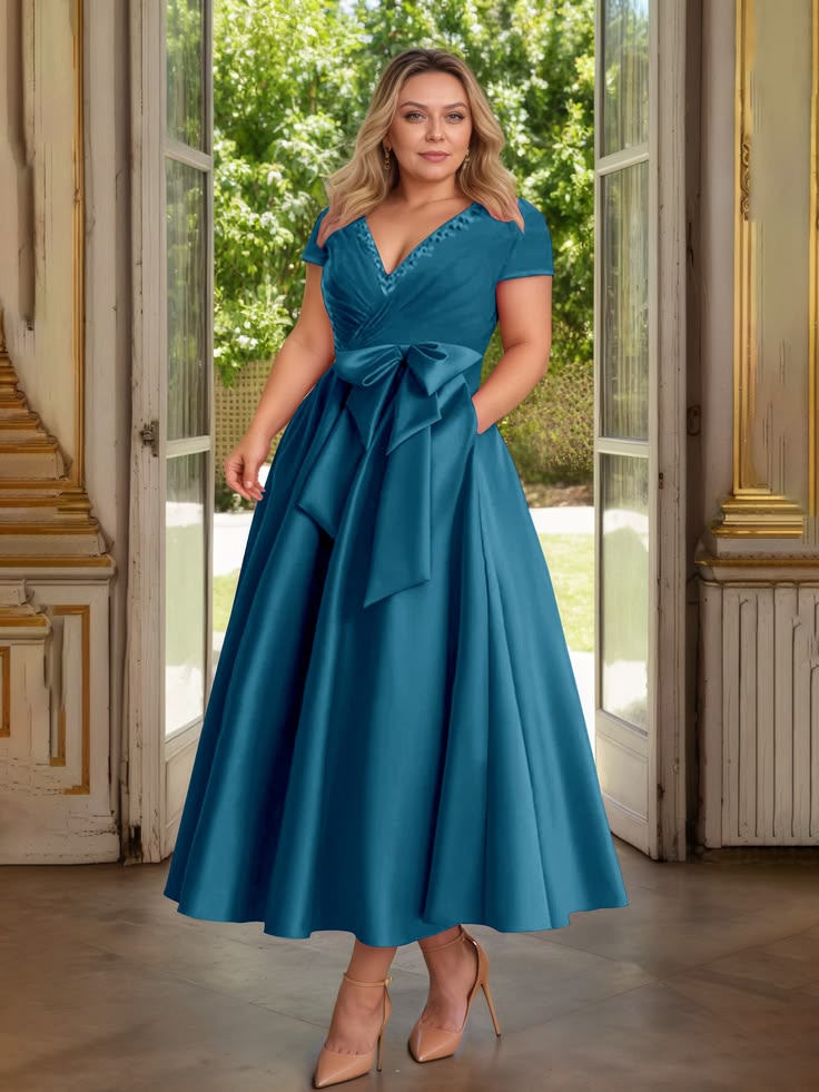 Cicinia Ink Blue Mother Of The Bride Dress Plus Size Long Satin A Line