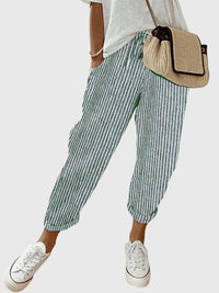 Reina | Elegant Women's Pants Green (Striped)