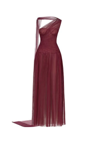 Bordeaux Draped Maxi Dress Bordeaux