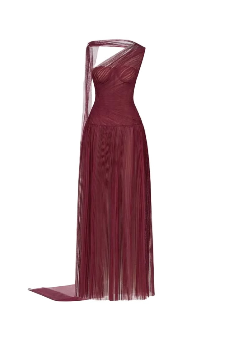 Bordeaux Draped Maxi Dress Bordeaux