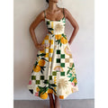 Caroline - Citrus Palm Midi Dress