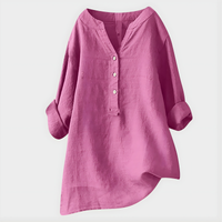 Verena - Elegant Cotton-Linen V-Neck Blouse
