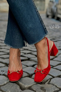 Ingrid – Suede Slingback Block Heels