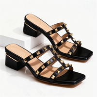 Oriana - Studded Leather Mule with Square Toe