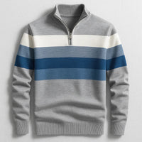 Douglas - Stripe Quarter-Zip Cotton Pullover