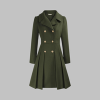 Dami - Classy Double Button Long Sleeve Coat Army Green