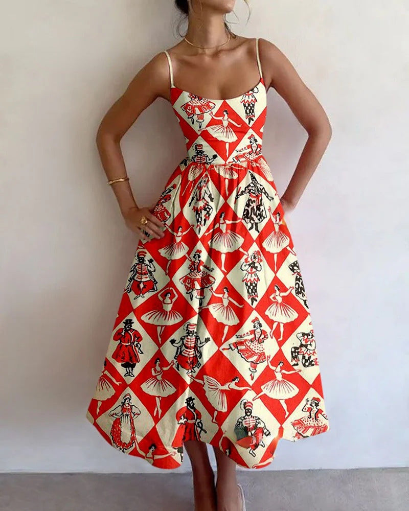 Helena - Vintage Carousel Midi Dress