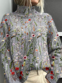 Tamara – Vintage Floral Roll Neck Jumper